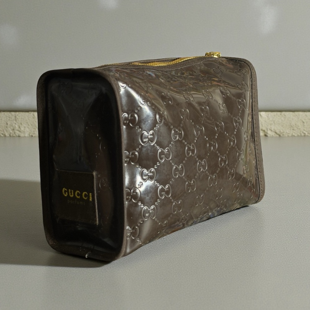 Gucci Parfums Brown Monogram Cosmetic / Makeup & Toiletry Bag